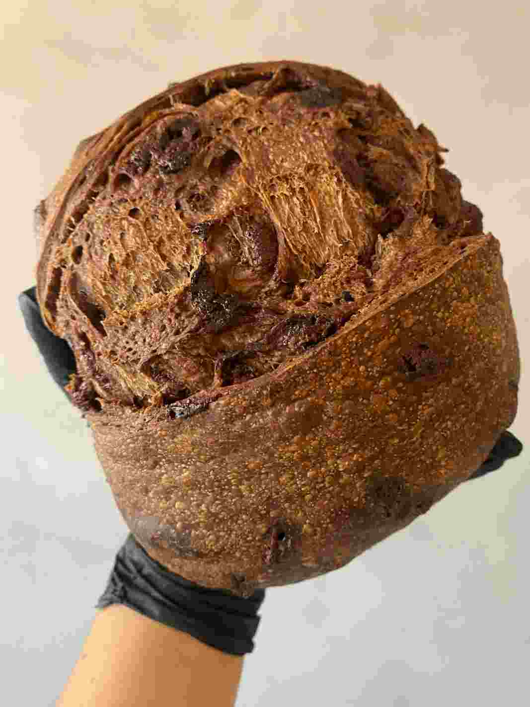 Pão italiano de cacau com gotas de chocolate